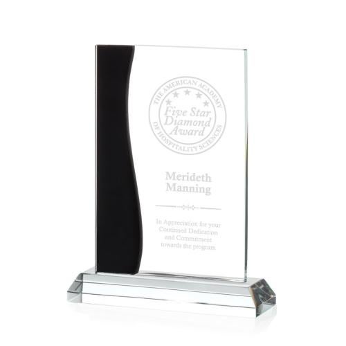 Awards and Plaques - Crystal Trophies - Starr Black Rectangle Crystal Trophy