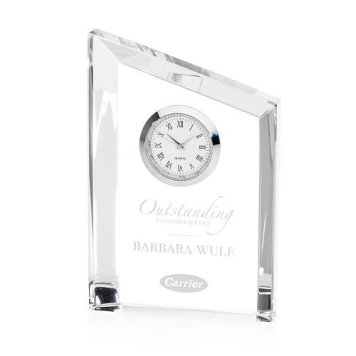 Awards and Plaques - Crystal Trophies - Crystal Clocks - Woodson Clock