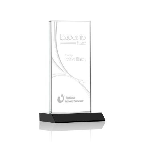 Awards and Plaques - Crystal Trophies - Rodrigues Liquid&trade;  Black Rectangle Crystal Trophy