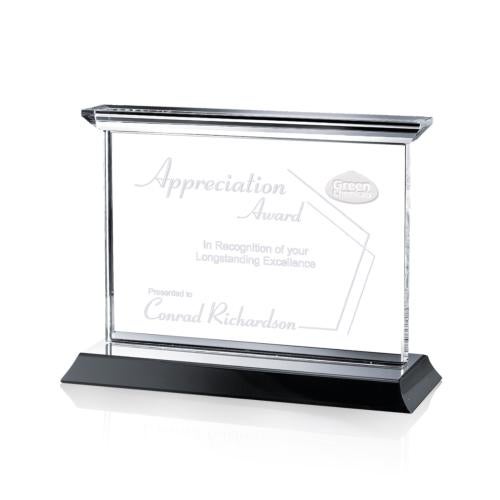 Awards and Plaques - Crystal Trophies - Isaac Black (Horizontal) Rectangle Crystal Trophy