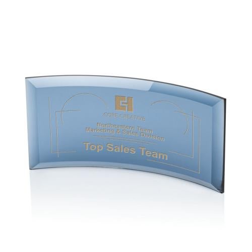 Awards and Plaques - Crystal Trophies - Schmidt Blue Crescent Crystal Trophy