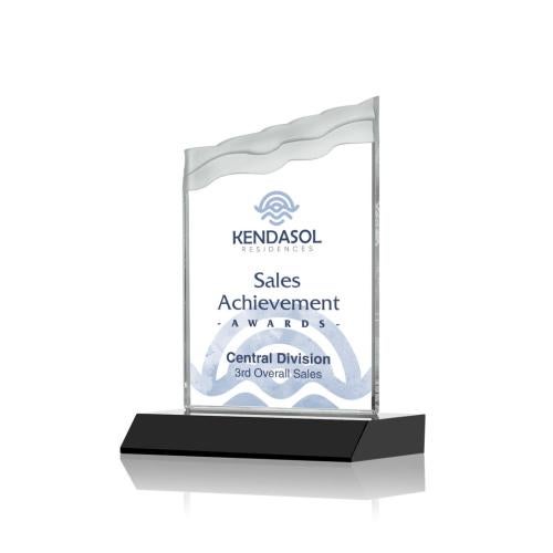 Awards and Plaques - Custom Trophies - Bowden Full Color Black Peaks Crystal Trophy