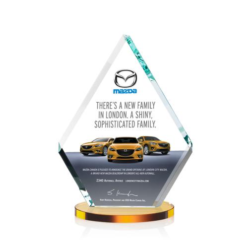 Awards and Plaques - Crystal Trophies - Curry Full Color Amber Crystal Trophy