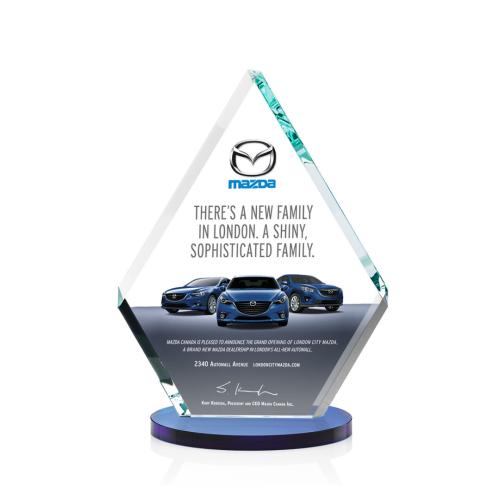 Awards and Plaques - Crystal Trophies - Curry Full Color Blue Crystal Trophy