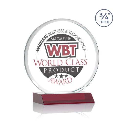 Awards and Plaques - Custom Trophies - Juarez Full Color Red Circle Crystal Trophy