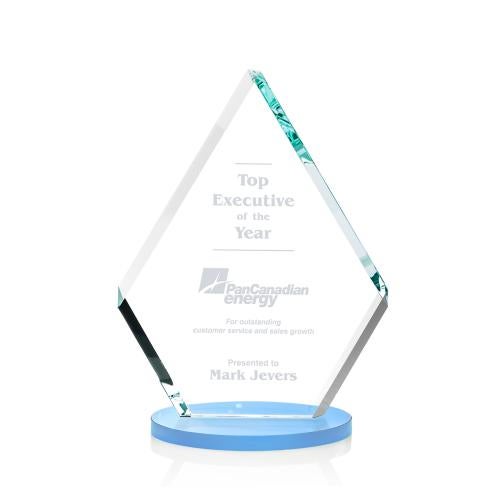 Awards and Plaques - Crystal Trophies - Curry Sky Blue Crystal Trophy