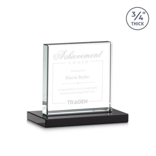 Awards and Plaques - Crystal Trophies - Landers Black Square / Cube Crystal Trophy