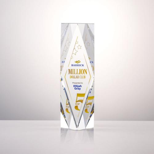 Awards and Plaques - Custom Trophies - President Full Color Towers Crystal Trophy