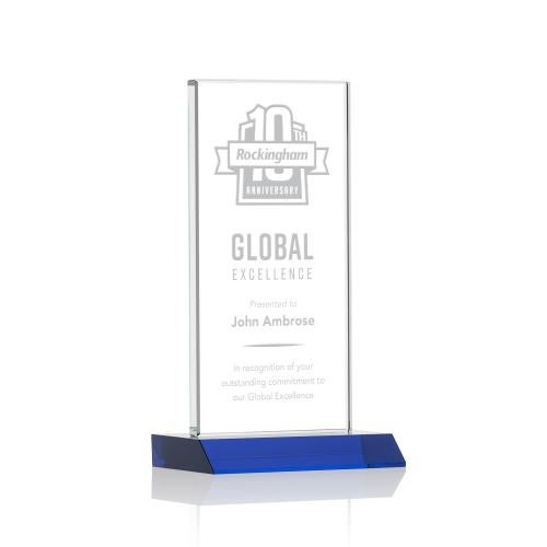 Awards and Plaques - Crystal Trophies - Stanley Blue Rectangle Crystal Trophy