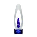 Reynolds Blue Tear Drop Glass Trophy