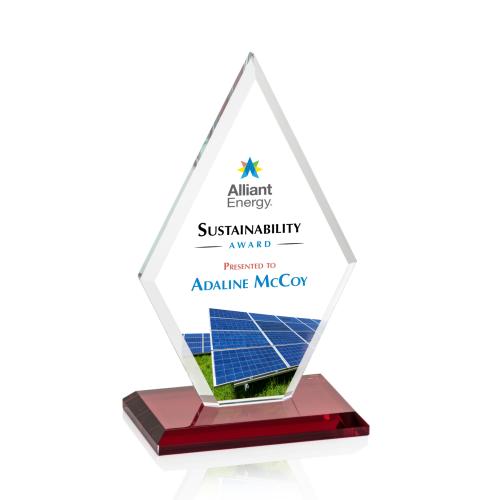 Awards and Plaques - Crystal Trophies - Spicer Full Color Red Crystal Trophy