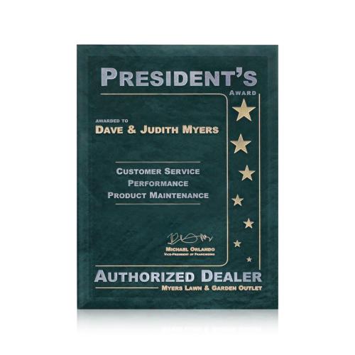 Awards and Plaques - Glass Trophies - Glass Plaques - Russo Plaque - Green