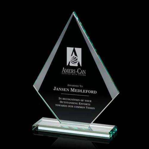 Awards and Plaques - Glass Trophies - Lujan Jade Glass Trophy