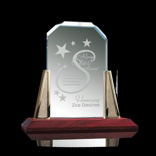 Awards and Plaques - Crystal Trophies - Dukes Gold Peaks Crystal Trophy