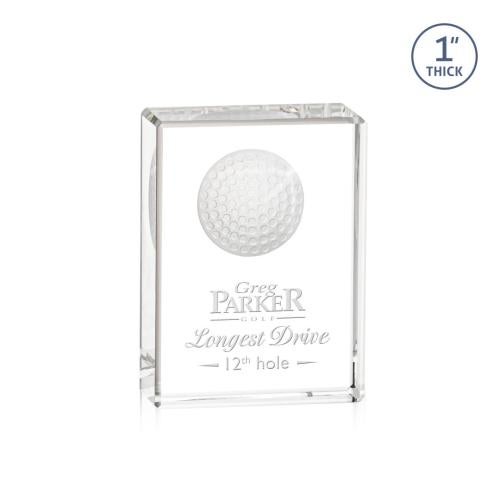 Trophies - Sports Trophies - Golf Trophies - Louis Golf Rectangle Crystal Trophy
