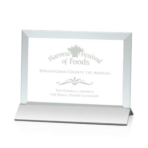 Awards and Plaques - Glass Trophies - Boswell Jade/Silver (Horizontal) Rectangle Glass Trophy