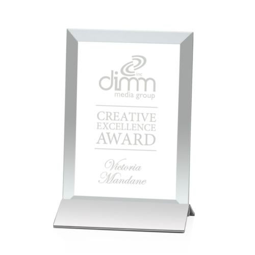 Awards and Plaques - Glass Trophies - Boswell Jade/Silver (Vertical) Rectangle Glass Trophy