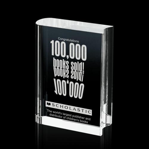 Awards and Plaques - Crystal Trophies - Optical Book Rectangle Crystal Trophy