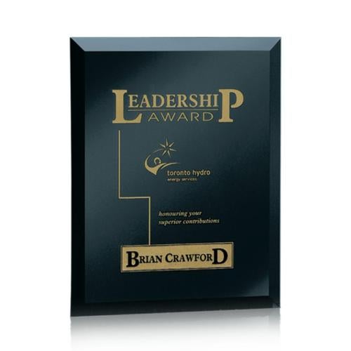 Awards and Plaques - Glass Trophies - Glass Plaques - Mirror Plaque - Black