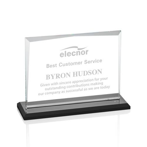 Awards and Plaques - Crystal Trophies - Kaplan Black Rectangle Crystal Trophy