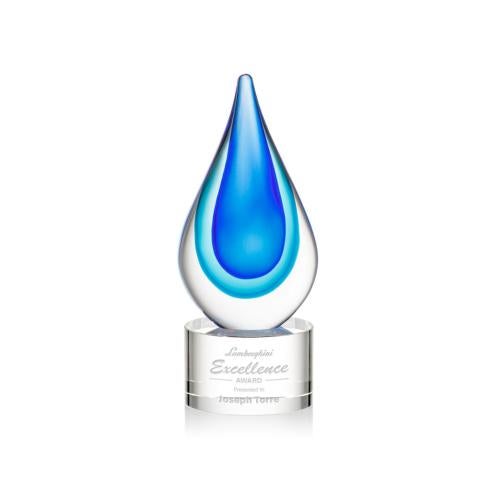 Awards and Plaques - Glass Trophies - Art Glass Trophies - Eubanks on Round Base - Clear