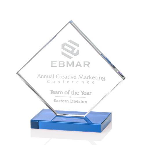 Awards and Plaques - Crystal Trophies - Argueta Sky Blue Crystal Trophy