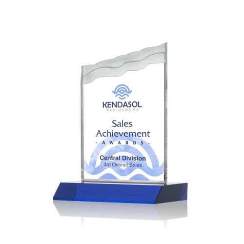 Awards and Plaques - Custom Trophies - Bowden Full Color Blue Peaks Crystal Trophy