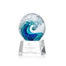 Ocean Wave Globe on Small Crystal Clear Glass Trophy