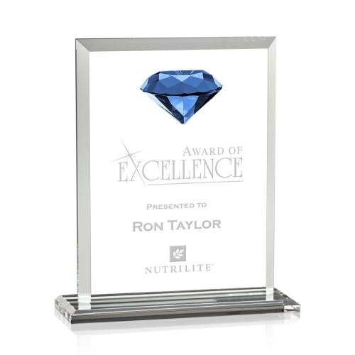 Awards and Plaques - Crystal Trophies - Latham Diamond Sapphire Crystal Trophy