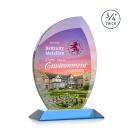 Oakes Full Color Sky Blue Flame Crystal Trophy