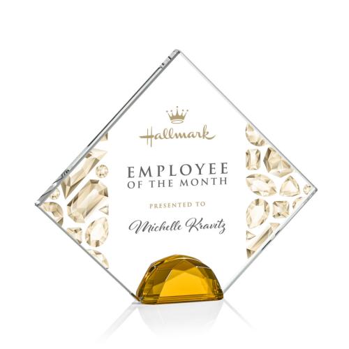 Awards and Plaques - Crystal Trophies - Galvan Full Color Amber Crystal Trophy