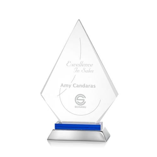 Awards and Plaques - Crystal Trophies - Hanks Blue Crystal Trophy