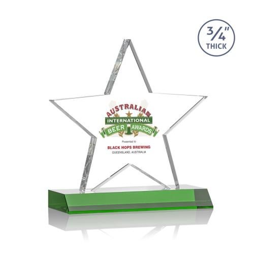 Awards and Plaques - Crystal Trophies - Ibarra Full Color Green Crystal Trophy