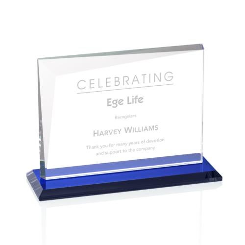 Awards and Plaques - Crystal Trophies - Leyva Blue Rectangle Crystal Trophy