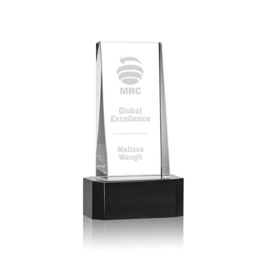 Awards and Plaques - Crystal Trophies - Kirkpatrick on Base Black Towers Crystal Trophy