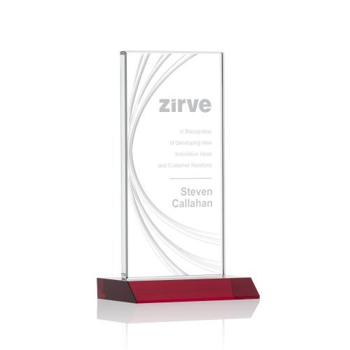 Awards and Plaques - Crystal Trophies - Daugherty Liquid&trade; Red Rectangle Crystal Trophy