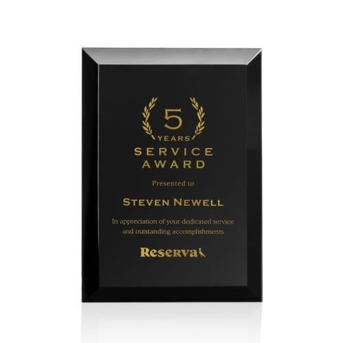 Awards and Plaques - Wall Plaque Awards - Black Crystal Plaque - Gold