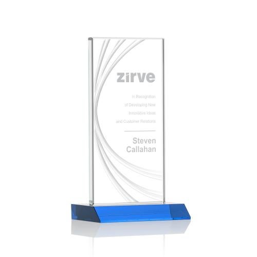 Awards and Plaques - Crystal Trophies - Daugherty Liquid&trade;  Sky Blue Rectangle Crystal Trophy