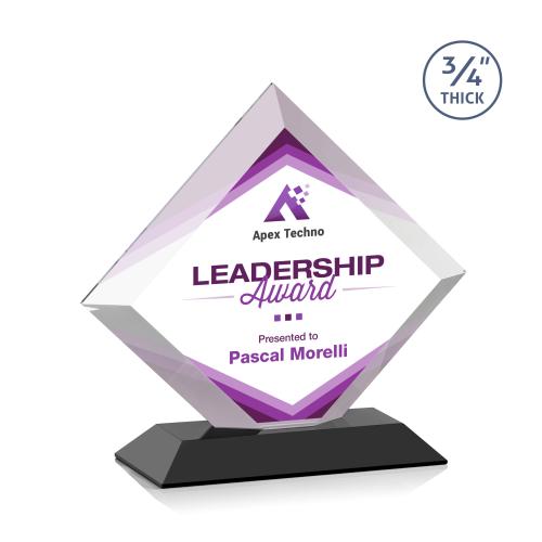Awards and Plaques - Crystal Trophies - Carlson Full Color Black Crystal Trophy