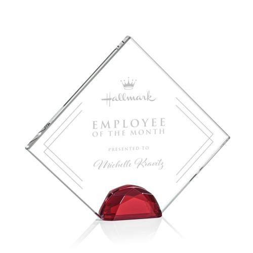 Awards and Plaques - Crystal Trophies - Galvan Red Crystal Trophy