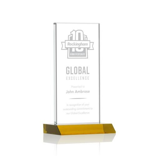 Awards and Plaques - Crystal Trophies - Stanley Amber Rectangle Crystal Trophy