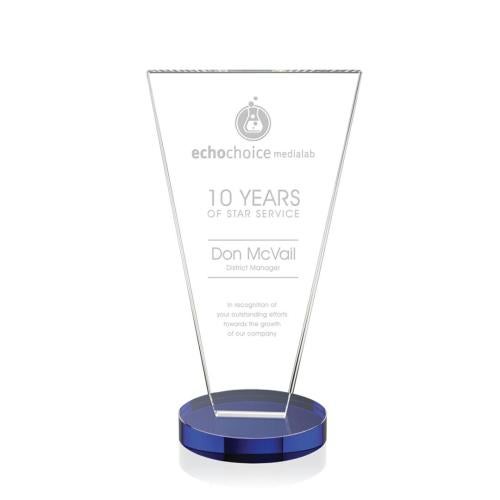 Awards and Plaques - Crystal Trophies - Reeves Blue Polygon Crystal Trophy