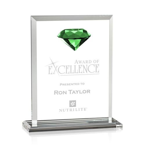 Awards and Plaques - Crystal Trophies - Latham Diamond Emerald Crystal Trophy