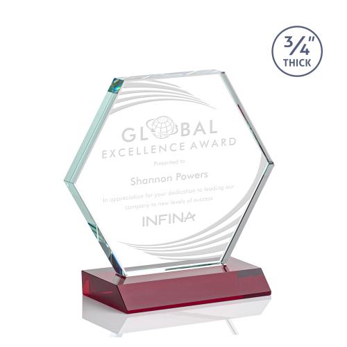 Awards and Plaques - Crystal Trophies - Pagan Red Polygon Crystal Trophy