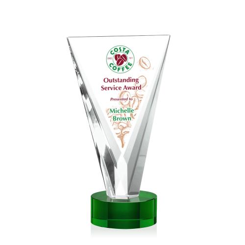 Awards and Plaques - Crystal Trophies - Michaels Full Color Green Crystal Trophy