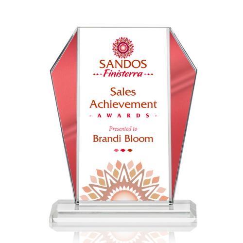 Awards and Plaques - Crystal Trophies - Swain Full Color Red Peaks Crystal Trophy