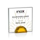 Pruitt Full Color Amber Square / Cube Crystal Trophy