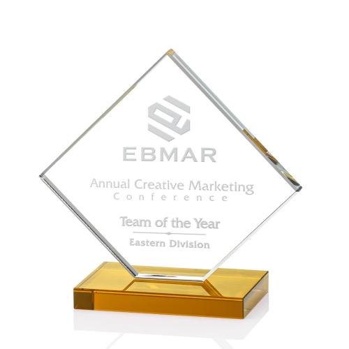 Awards and Plaques - Crystal Trophies - Argueta Amber Crystal Trophy