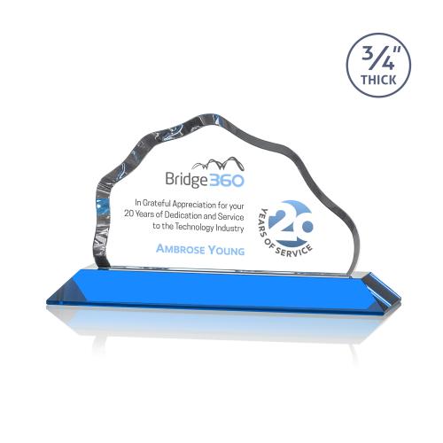 Awards and Plaques - Crystal Trophies - Hagen Full Color Sky Blue Crystal Trophy