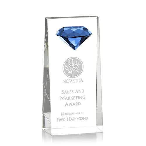 Awards and Plaques - Crystal Trophies - Stone Diamond Sapphire Towers Crystal Trophy